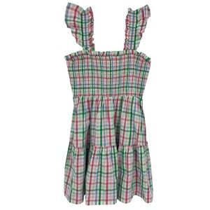 NWT’S Poplin Tiered Ruffle Strap Dress pink green plaid cottagecore baby doll